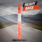 RoadHero 45 Inch Delineator Post with Base, Portable Orange Traffic Delineator Posts Cones with Reflective Collars for Parking Lots, Road Safety, Construction Events 3 Pack
