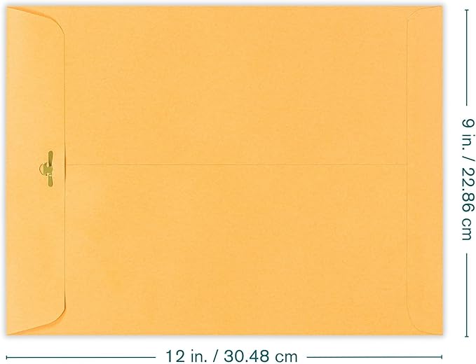 EnDoc Clasp Envelopes 9x12-15 Pack Brown Kraft Catalog Envelopes with Clasp Closure & Gummed Seal – 28lb Heavyweight Paper Envelopes for Home, Office, Business, Legal or School Pack- 9 x 12 Inch
