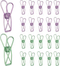 PATIKIL 50Pcs Paper Office Binder Clips, 1.26" Small Metal Wire Hollow Out Paper Clamps Long Tail Binder Clips for Photo Clothes Hanging Office Home Kitchen Food Package, Green/Purple