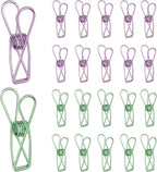 PATIKIL 50Pcs Paper Office Binder Clips, 1.26" Small Metal Wire Hollow Out Paper Clamps Long Tail Binder Clips for Photo Clothes Hanging Office Home Kitchen Food Package, Green/Purple