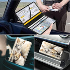 Car Registration and Insurance Holder, Leather Car Glove Box Organizer, Cool Car Accessories for ID, Driver's License Cards & Essential Document,business cards,Men&Women,Cat Gray