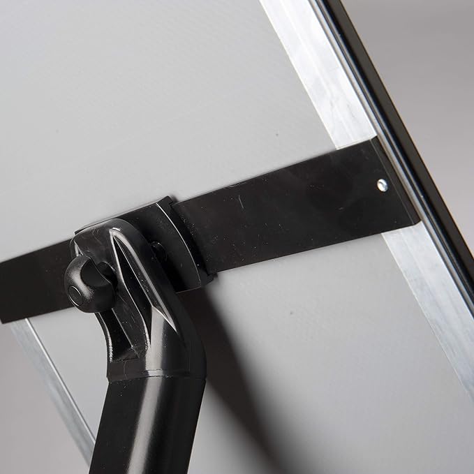 M&T Displays Curved Menu Board 8.5x11 Inch Pedestal Sign Holder with 8.5x11 Inch Brochure Holder Black Floor Standing Aluminum Front Loading Easy Open Poster Message Advertisement Post