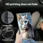 Car Registration and Insurance Holder, Leather Car Glove Box Organizer, Cool Car Accessories for ID, Driver's License Cards & Essential Document,business cards,Men&Women,Cat Grays