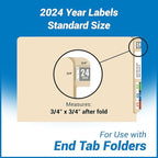 2024 Year Labels, Doctor Stuff 2024 Chart Stickers, Gray Color Coded, Tabbies 11700 Style, USA Made Year Stickers for End Tab File Folders, 1000/Roll, 1 Roll, 3/4" x 1-1/2"