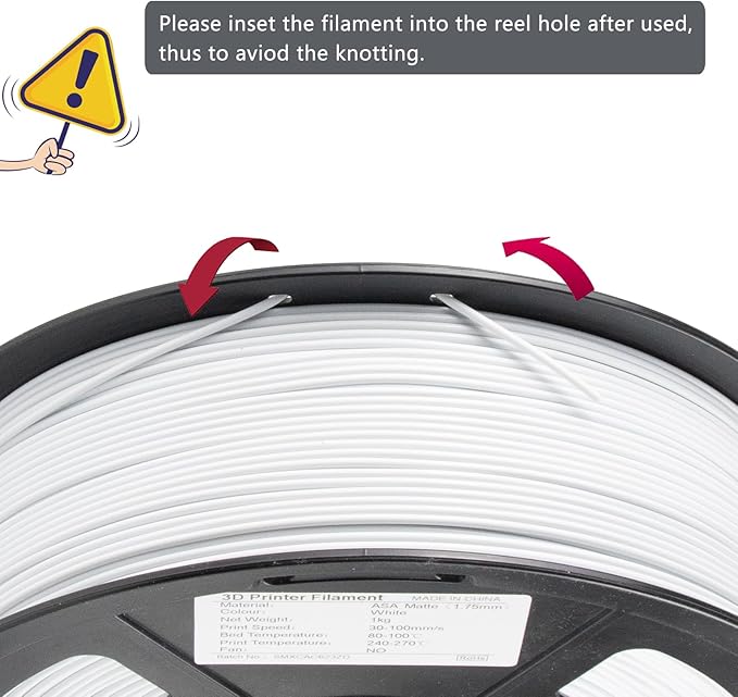 iSANMATE ASA Filament 1.75mm White 1KG, UV & Weather Resistant 3D Printer Filament Perfect for Outdoor Functional Parts, Dimensional Accuracy +/- 0.02mm, 1kg Spool (2.2lbs)
