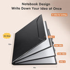 CoBak 6 Sides Portable White Board 12x9 inch (A4) - Notebook Design Dry Erase Small Board with Pocket and 3 Markers, Anti-Ghosting Surface for Office, School, Homeschool with Gift Box (Black)