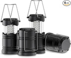 Lichamp 4 Pack LED Camping Lanterns, Battery Powered Camping Lights LED Collapsible Flashlight Portable Emergency Supplies Kit, A4BK