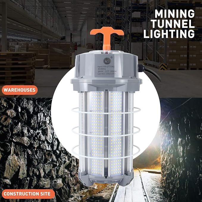 Led Temporary Work Light 280W, Portable Hanging Work Construction Lights, Linkable 5000K 42,000LM Bright for High Bay Jobsite Warehouse Outdoor Indoor Lighting Waterproof…