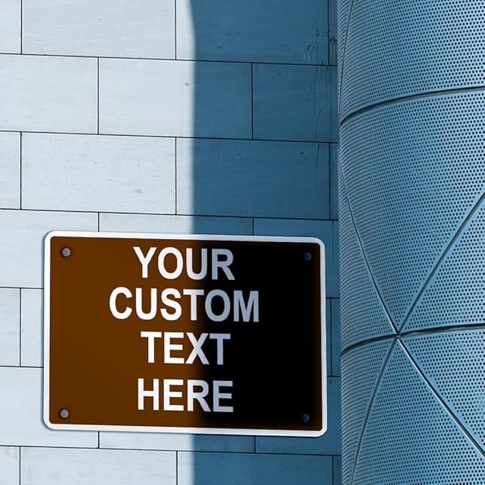 Aluminum Weatherproof Metal Sign Multiple Sizes Custom Personalized Text Here Brown White Recreational Horizontal Street Signs 14x10Inches