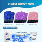 2 LBS Blue to Pink Indicating Silica Gel Beads, Reusable Silica Gel Desiccant Dehumidifier