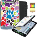 Clipboard with Storage,Clip Boards 8.5X11 with Storage & Pen Holder,Heavy Duty Plastic Nursing Clipboards Foldable,Coaches Clipboard Folder Case,School Office Supplies，Dog Pawprint Multicolor