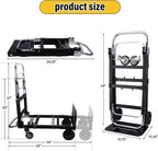 Upgraded 3 in 1 Folding Hand Truck, 600lbs Capacity, Heavy Duty Convertible Dolly with Retractable Handle and 4 Rubber Wheels, Collapsible Cart for Moving Home, Office, Warehouse (Black)