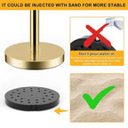 LOVMOR Stainless Steel Stanchion Post, 5 FT Red Carpet Ropes and Poles, 4 pcs Gold Stanchions with Red Rope, Hollow Base and Velvet Ropes Safety Barriers Set, Carpet Runner for Party