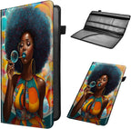 Car Registration and Insurance Holder, Leather Car Glove Box Organizer, Cool Car Accessories for ID, Driver's License Cards & Essential Document, business cards, Men&Women,Purple African Woman