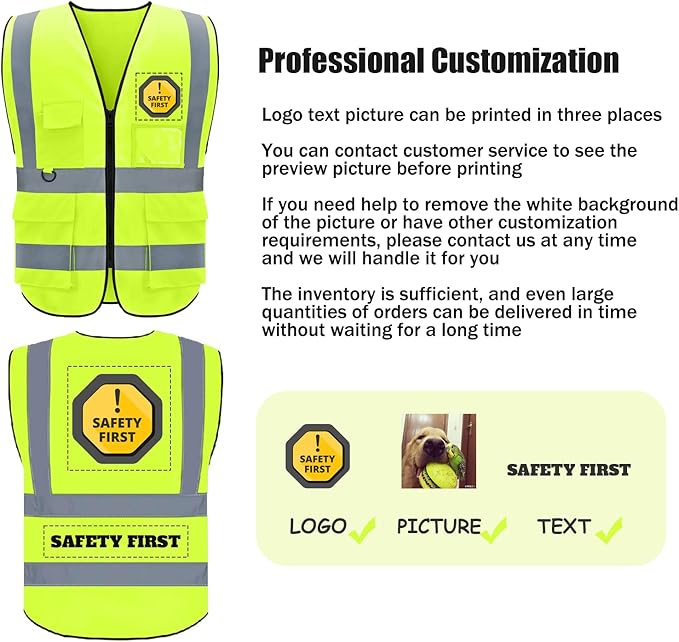 BeautyWill Custom Safety Vest Logo Class 2 High Visibility Reflevtive Vest Outdoor Protective Workwear
