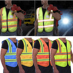 YOWESHOP High Reflective Visibility Safety Vest Custom Your Logo Safety Workwear with Reflective Strips and Front Zipper