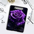 Clipboard with Storage,Office Supplies Nursing Clipboards Folder with Pen Holder Plastic Foldable Clip Board with Storage for Nurse Teacher,Purple Rose