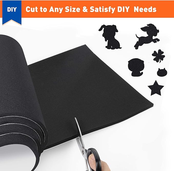 MAGZO Backed Adhesive Foam Padding 1/2" Thick x 12" W x 59" L, Black Neoprene Sheets, Closed Cell Foam Sheet Roll