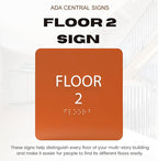 Khaki w/Black ADA Floor 2 Sign with Braille – Made from Durable Acrylic and Ready to Mount