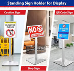 Sign Stand 8.5x11inch Pedestal Sign Holder Poster Stand 3Packs Adjustable Floor Standing Sign Holder with Heavy Duty Display Stand for Indoor Outdoor Business Store Sign Holders(Silver)