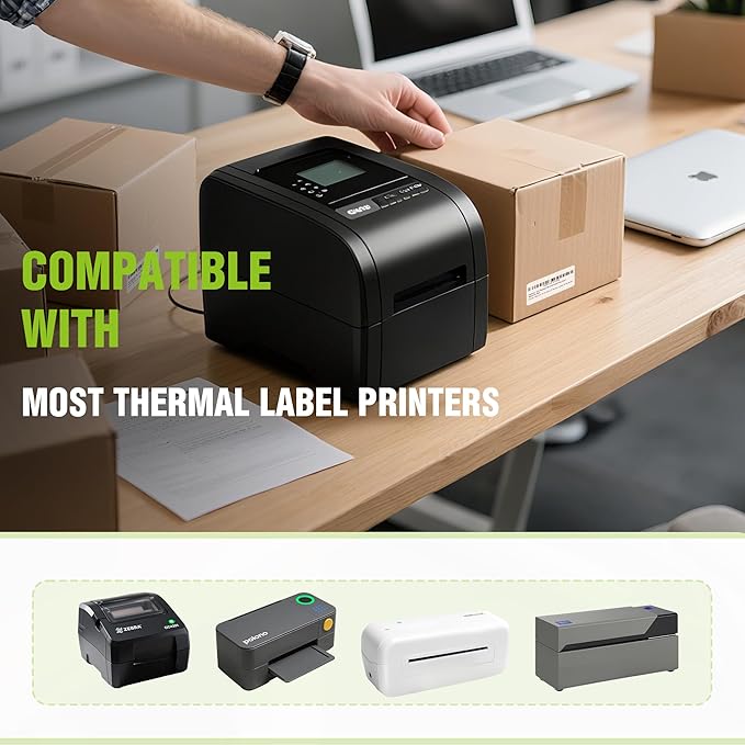 2.25"x 1.25" Direct Thermal Labels-Perforated Barcodes, Shipping Label Paper, Compatible with Zebra & Rollo Printers（10 Rolls，1000 Labels/Roll）