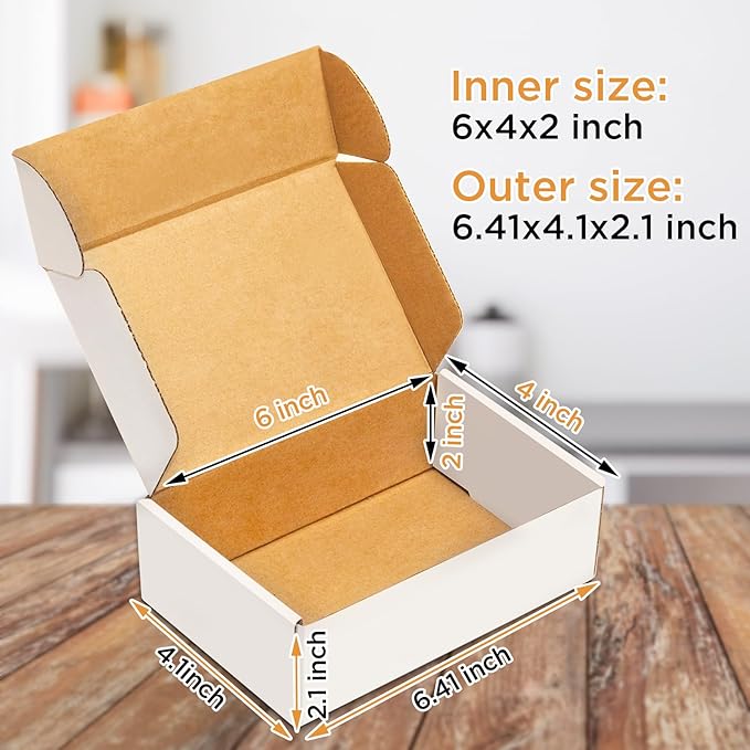 Corrugated Mailer, Pack of 50, Small Shipping Box, White box (6x4x2)
