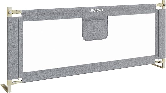 Bed Rails for Toddlers，Toddler Bed Rails，Bed Rail for Baby - Adjustable Height Bed Guard with Child Safety Lock, Universal Fit for King/Full/Twin Beds (Grey, 1 Side 74.8Inch)