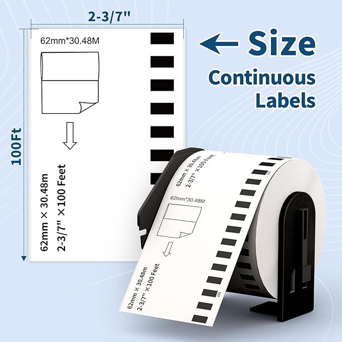 12 Rolls DK2205 (2.4 in X 100 Ft) Shipping Address Labels, Compatible with Brother QL-800 QL 600 810W 820nwb 1110NWB Printer, Replacement Continuous Labels
