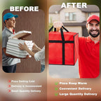 Maxcheck 4 Pcs Insulated Pizza Delivery Bag 20 x 20 x 14 Inch Pizza Warmer Bag Carrier Reusable Insulated Cooler Boxs Winter Food Delivery Carrier for Personal and Professional Use (Red)