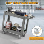 2-Tier Rolling Tool Cart,Heavy-Duty Plastic Service Cart with Lipped Shelves,550 lbs Capacity Utility Cart,40 x 17 Inch Rolling Work Carts for Garage,Salon,Kitchen,Office-Gray