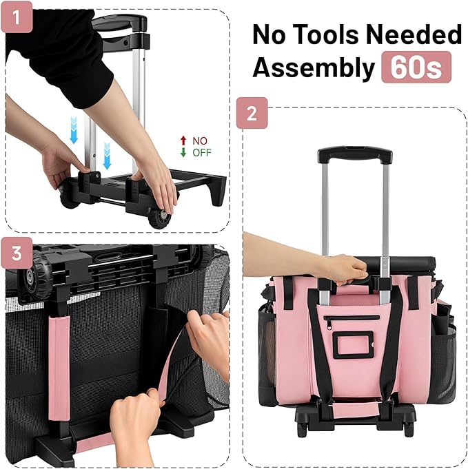 Large Cleaning Caddy for Cleaning Supplies Organizer, Rolling Cleaning Caddy Bags with Wheels for Housekeepers, Cleaning Carts on Wheels for Home Car Office Picnic