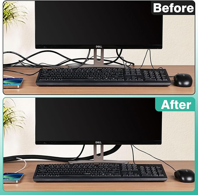 Dog and Cat Cord Protector 10ft - 1.2inch, Flexible Cable Sleeve for Easy Cord Management, Protects Cables from Pets Chewing, Ideal for USB, Power, Audio and Video Cords - Black