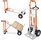 4-in-1 Convertible Hand Truck Dolly Cart, 770 lbs Heavy Duty Folding Hand Truck with 10" Solid Wheels, Aluminum Portable Dolly Hand Cart for Moving, Office, Home & Warehouse Use