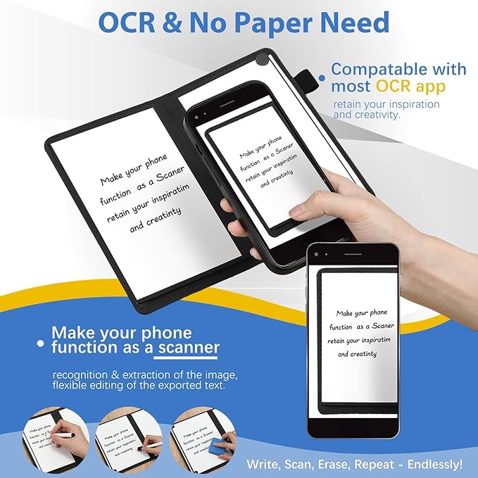 6 Sides Whiteboard Notebook Portable Whiteboard Dry Erase Notebook Portable Dry Erase Board Double Sided Folding Whiteboards White Board for Office Study Meeting(Black,A6: 4.5"×6”)