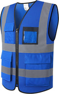 Hi Vis Reflective Safety Vest for Men Women Mesh High Visibility Vest with Pockets,Meets ANSI/ISEA Standards(EK170-Mesh-Blue-2XL)