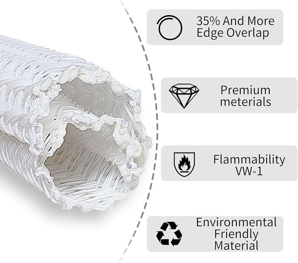 Cable Management Split Wire Loom Sleeve - Cord Hider & Protector for Desk, Pet Chew Proof, Wire Cover Organizer, Flexible Tube for Wires and Cables (5/16 Inch 25FT, White)