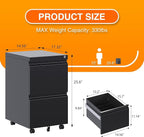 Aobabo 2 Drawer File Cabinet, Metal Filing Cabinet with Lock for Office Legal/Letter Size, Black, Fully Assembled Except Wheels