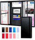 LINTRU Car Registration and Insurance Holder Trifold, Oversized Fit with Reinforced Construction, Matte PU Leather Vehicle Glove Box Organizer for Documents, Car Accessories for Men and Women