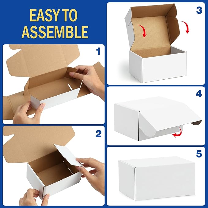 Shipping-Boxes-12x9x3 Inches: 22 Pack-Cardboard-Boxes-for-Packaging, White-Shipping-Boxes-for-Packing-Small-Business, Corrugated Box Mailers for Book Shoes Gift Mailing