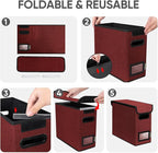 BALEINE File Organizer Box with Lid, Collapsible File Folder Organizer with Plastic Slide, Hanging File Folder Box for Office Document Storage (1 Pack, Red, S)