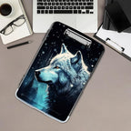 Clipboard with Storage,Office Supplies Nursing Clipboards Folder with Pen Holder Plastic Storage ClipBoard Foldable for Teacher Nurse,Misty Forest Wolf