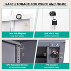 Metal Storage Cabinet with 2 Doors and 6 Shelves,Gray White Metal Cabinet with Lock,71" Lockable Garage Storage Cabinets,Locking File Cabinet,Steel Tool Cabinets for Home,Office,Garage,Shop,School