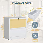 2 Drawer File Cabinet with Lock, Lateral Filing Cabinets,Metal Storage Filing Cabinets for Home Office, Heavy Duty File Cabinet for Letter/Legal/A4/F4 Size, Amssebly Required, White