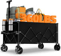 Favoyard Extra Large Collapsible Wagon Carts Foldable 220L & 360LBS Folding Wagons w/All-Terrain Wheels & Brakes Portable Utility Shopping Cart for Beach Grocery Sports Garden Camping Outdoor, Black