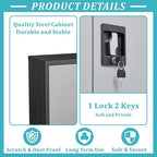 GREATMEET Metal Storage Cabinet with Locking Doors and Wheels,Garage Cabinet with Shelves for Home Office, Gym, School,Black+Grey