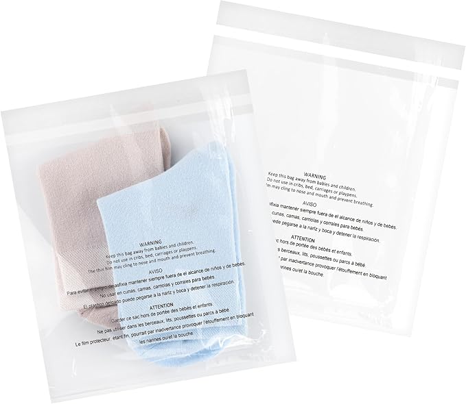 iMailer - 500 Pcs - 6" x 9", Suffocation Warning Self Seal Clear Plastic Poly Bags 1.6 Mil for A7 A8 A9 Cards & Envelopes, Bakery, Cookies, Candies-Permanent Glue