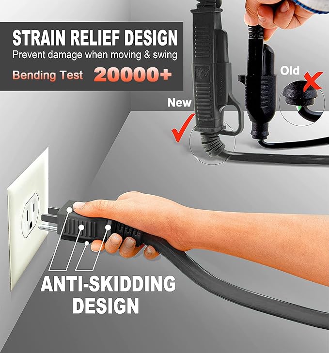HUANCHAIN Indoor Outdoor Black Extension Cord 10 ft Waterproof, 16/3 Gauge Flexible Cold-Resistant Appliance Extension Cord Outside, 13A 1625W 16AWG SJTW, 3 Prong Electric Cable, ETL