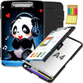 Clipboard with Storage,Office Supplies Nursing Clipboards Folder with Pen Holder Plastic Storage ClipBoard Foldable for Teacher Nurse,Cute Music Panda