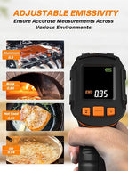 Mecurate Infrared Thermometer Gun -58°F to 1112°F, Laser Temperature Gun with Adjustable Emissivity, Max/Min/Hold for Cooking, BBQ, Freezer, Industrial Use,with Long Probe Meat Thermometer