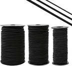 Strong and Durable Bungee Cord Roll - 1/8" x 100ft Elastic Cord, Kayak Stretch String Rope, Bungee Shock Cords for Repairing Tent Poles, DIY, Tie Downs, Black